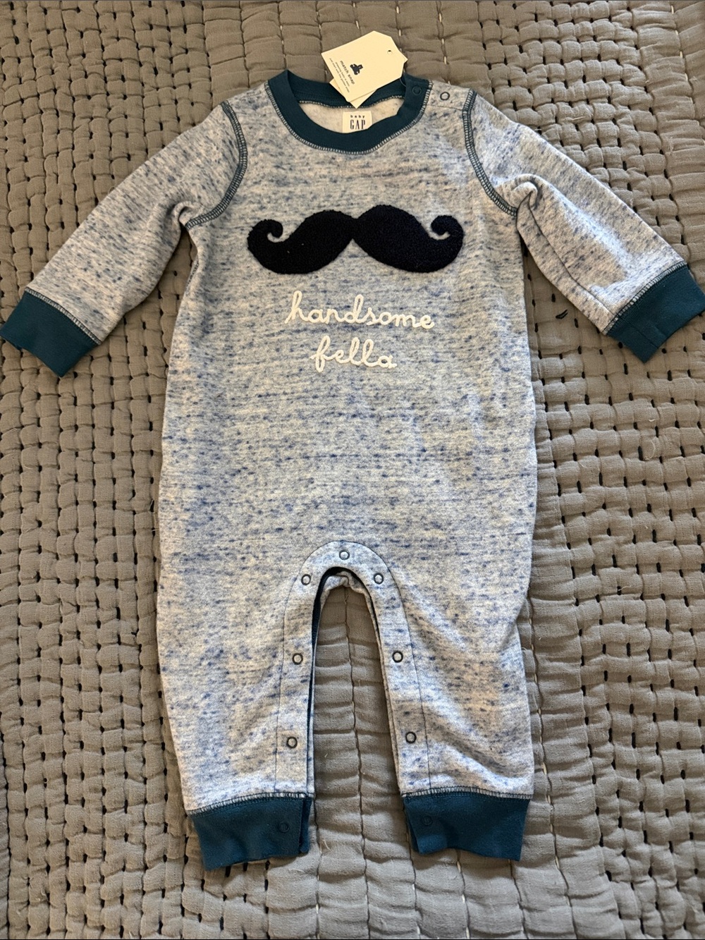 GAP Heather Gray & Navy 'Handsome Fella' One-Piece